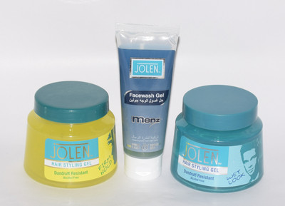 

Jolen MEN MUST HAVE GROOMING BEAUTY COMBO WITH HAIR STYLING GEL FIRM HOLD AND WET LOOK AND MEN FACEWASH 50 GRAMS(Set of 3)