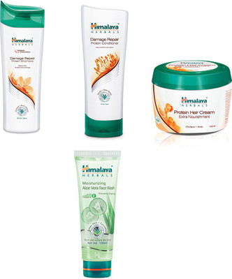 

Himalaya damage repair protein shampoo, damage repair protein conditioner, protein hair cream, aloe vera face wash(Set of)