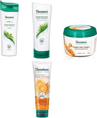 

Himalaya gentle daily care protein shampoo, gentle daily care protein conditioner,protein hair cream, ten removal orange face wash(Set of)