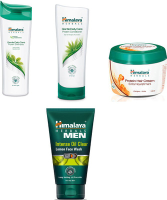 

Himalaya gentle daily care protein shampoo, gentle daily care protein conditioner,protein hair cream, intense oil clear lemon face wash(Set of)