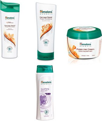

Himalaya damage repair protein shampoo, damage repair protein conditioner, protein hair cream, soothinf body lotion(Set of)