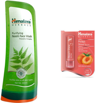 

Himalaya Purifying Neem Face Wash, Peach Shine Lip Care(Set of)
