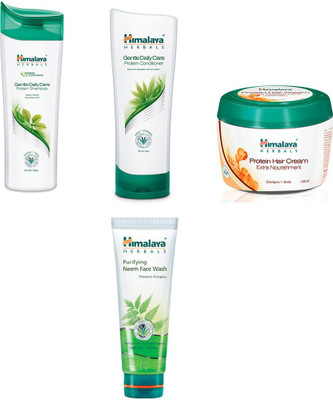 

Himalaya gentle daily care protein shampoo, gentle daily care protein conditioner,protein hair cream, neem face wash(Set of)