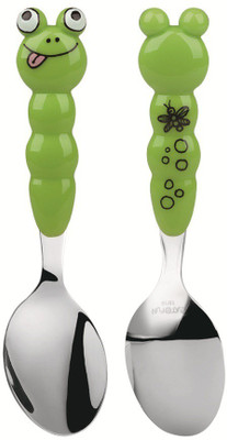 

Eat4Fun Frog Spoon and Hippo Fork for kids Stainless Steel Cutlery Set