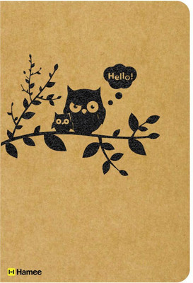 

Hamee A5 Notebook(Recyclable Designer Printed Brown Paper Bound A5 Kraft Notebook - 150 pages, A5 Size Smart Owl, Brown)
