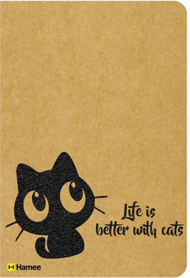 

Hamee A5 Notebook(Recyclable Designer Printed Brown Paper Bound A5 Kraft Notebook - 150 pages, A5 Size Life Is Better With Cats, Brown)