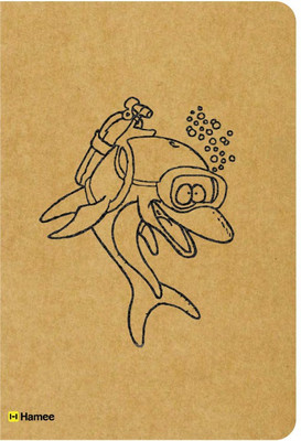 

Hamee A5 Notebook(Recyclable Designer Printed Brown Paper Bound A5 Kraft Notebook - 150 pages, A5 Size Blue Whale, Brown)