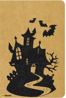 

Hamee A5 Notebook(Recyclable Designer Printed Brown Paper Bound A5 Kraft Notebook - 150 pages, A5 Size Halloween House, Brown)
