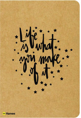 

Hamee A5 Notebook(Recyclable Designer Printed Brown Paper Bound A5 Kraft Notebook - 150 pages, A5 Size Life is What You Make, Brown)