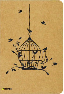 

Hamee A5 Notebook(Recyclable Designer Printed Brown Paper Bound A5 Kraft Notebook - 150 pages, A5 Size Birds in Cage, Brown)