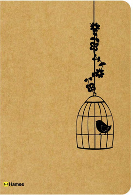 

Hamee A5 Notebook(Recyclable Designer Printed Brown Paper Bound A5 Kraft Notebook - 150 pages, A5 Size Bird In Cage, Brown)