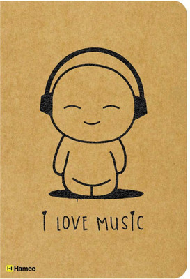 

Hamee A5 Notebook(Recyclable Designer Printed Brown Paper Bound A5 Kraft Notebook - 150 pages, A5 Size Love Music, Brown)