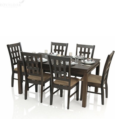 RoyalOak Vega Solid Wood 6 Seater Dining Set(Finish Color -Dark, Knock Down) RoyalOak Vega Solid Wood 6 Seater Dining Set(Finish Color -Dark, Knock Down)