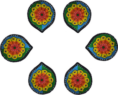 

iHandikart Terracotta (Pack of 6) Table Diya Set(Height: 1 inch)