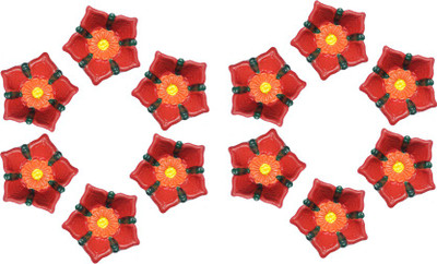 

iHandikart Terracotta (Pack of 12) Table Diya Set(Height: 1 inch)