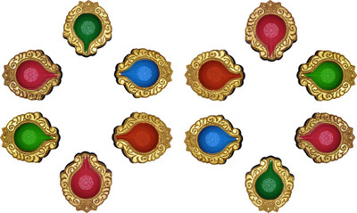

iHandikart Terracotta (Pack of 12) Table Diya Set(Height: 1 inch)