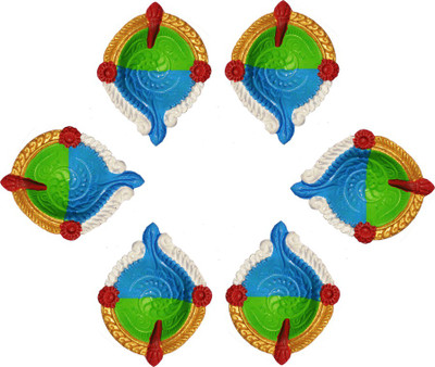 

iHandikart Terracotta (Pack of 6) Table Diya Set(Height: 1 inch)