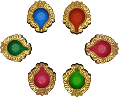 

iHandikart Terracotta (Pack of 6) Table Diya Set(Height: 1 inch)