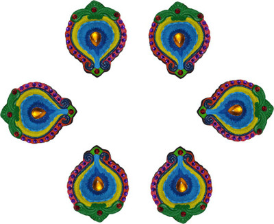 

iHandikart Terracotta (Pack of 6) Table Diya Set(Height: 1 inch)