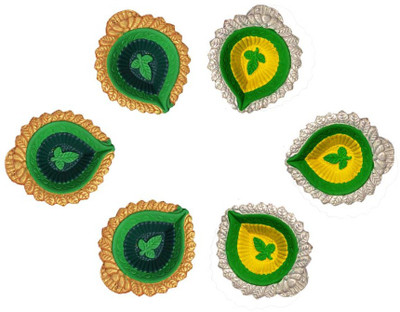 

iHandikart Terracotta (Pack of 6) Table Diya Set(Height: 1 inch)