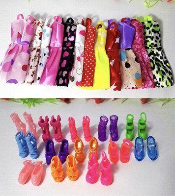

iDream 10pcs Multicolour Party Dress Fashion Clothes & 10pair Plastic Colourful Doll Shoes(Multicolor)