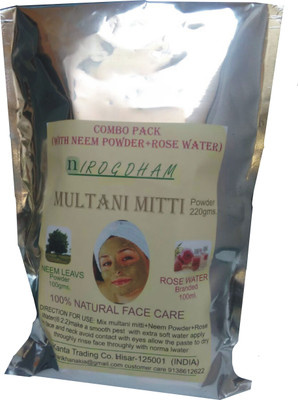 

nirogdham COMBO PACK OF MULTANI MITTI POWDER,NEEM LEAVES POWDER, ROSE WATER BRANDED(420 g)