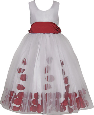

Samsara Couture Girls Maxi/Full Length Party Dress(White, Full Sleeve, Red & white