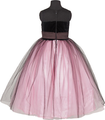 

Samsara Couture Girls Maxi/Full Length Party Dress(Black, Sleeveless, Pink & black