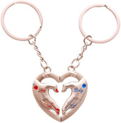 

NeoTask Love You Baby Heart In Hand Couple Metal Key Chain