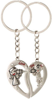 

NeoTask Love You Romantic Couple Heart Pack Of 2 Valentine Metal Key Chain