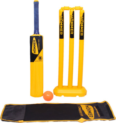 

HOMMER Plastic Stump Set with Bat & Bag for Juniors. Cricket Kit
