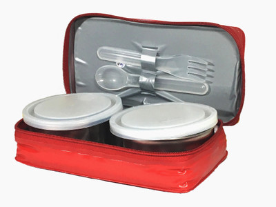 MILTON Mini Red 2 Containers Lunch Box(400 ml)