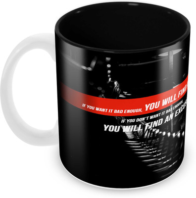 

Tuelip Printed BodyBuilding Motivation Tea & Coffee 350 ML Ceramic Mug(350 ml), Black