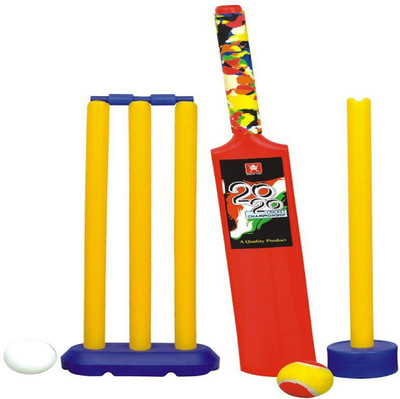 

Shy Products Junior Cricket Set with Bat_Balls_Wickets_ Indoor Outdoor Garden Play Set for kids (Red)(Red)
