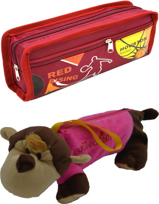 

Hrinkar Cartoon Pencil Pouch Printed and Animal Art Plastic Pencil Boxes(Set of 2, Red, Pink, Brown, White)