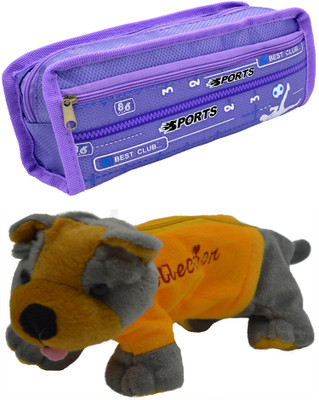 

Hrinkar Cartoon Pencil Pouch Printed and Animal Art Plastic Pencil Boxes(Set of 2, Purple, Grey, Yellow)