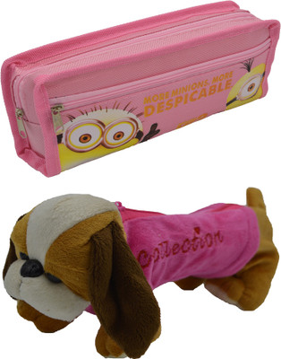 

Hrinkar Cartoon Pencil Pouch Printed and Animal Art Plastic Pencil Boxes(Set of 2, Pink, Pink, Yellow, Brown, White)