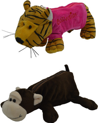 

Hrinkar Cartoon Pencil Pouch Animal and Animal Art Plastic Pencil Boxes(Set of 2, Pink, Yellow, Brown, White)