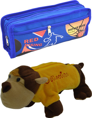 

Hrinkar Cartoon Pencil Pouch Printed and Animal Art Plastic Pencil Boxes(Set of 2, Blue, Yellow, Brown)