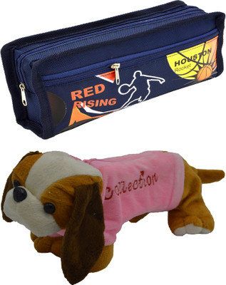 

Hrinkar Cartoon Pencil Pouch Printed and Animal Art Plastic Pencil Boxes(Set of 2, Blue, Pink, Yellow, Brown)