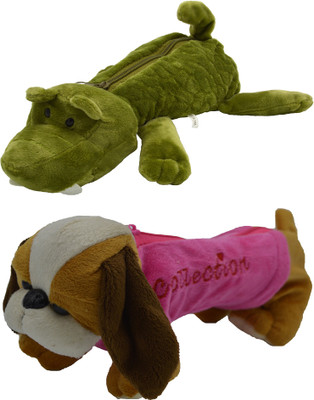 

Hrinkar Cartoon Pencil Pouch Animal and Animal Art Plastic Pencil Boxes(Set of 2, Green, Pink, Yellow, Brown, White)
