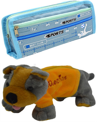 

Hrinkar Cartoon Pencil Pouch Printed and Animal Art Plastic Pencil Boxes(Set of 2, Blue, Grey, Yellow)