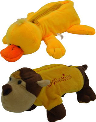 

Hrinkar Cartoon Pencil Pouch Animal and Animal Art Plastic Pencil Boxes(Set of 2, Yellow, Yellow, Brown)