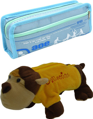 

Hrinkar Cartoon Pencil Pouch Printed and Animal Art Plastic Pencil Boxes(Set of 2, Blue, Yellow, Brown)