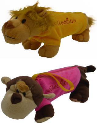 

Hrinkar Cartoon Pencil Pouch Animal and Animal Art Plastic Pencil Boxes(Set of 2, Yellow, Brown, Pink, Brown, White)