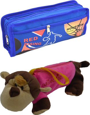 

Hrinkar Cartoon Pencil Pouch Printed and Animal Art Plastic Pencil Boxes(Set of 2, Blue, Pink, Brown, White)