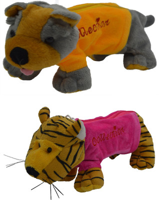 

Hrinkar Cartoon Pencil Pouch Animal and Animal Art Plastic Pencil Boxes(Set of 2, Grey, Yellow, Pink, Yellow)