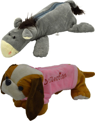 

Hrinkar Cartoon Pencil Pouch Animal and Animal Art Plastic Pencil Boxes(Set of 2, Grey, Pink, Yellow, Brown)
