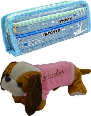 

Hrinkar Cartoon Pencil Pouch Printed and Animal Art Plastic Pencil Boxes(Set of 2, Blue, Pink, Yellow, Brown)