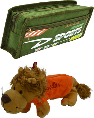 

Hrinkar Cartoon Pencil Pouch Printed and Animal Art Plastic Pencil Boxes(Set of 2, Green, Yellow, Orange)
